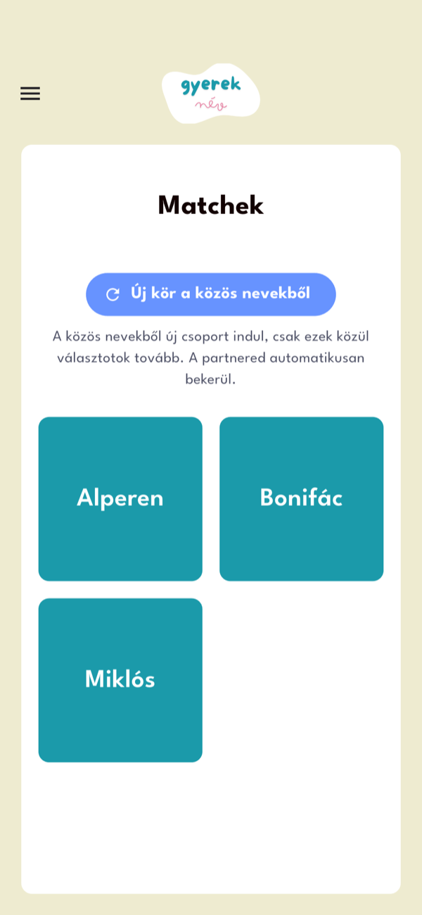 A közös nevek listája